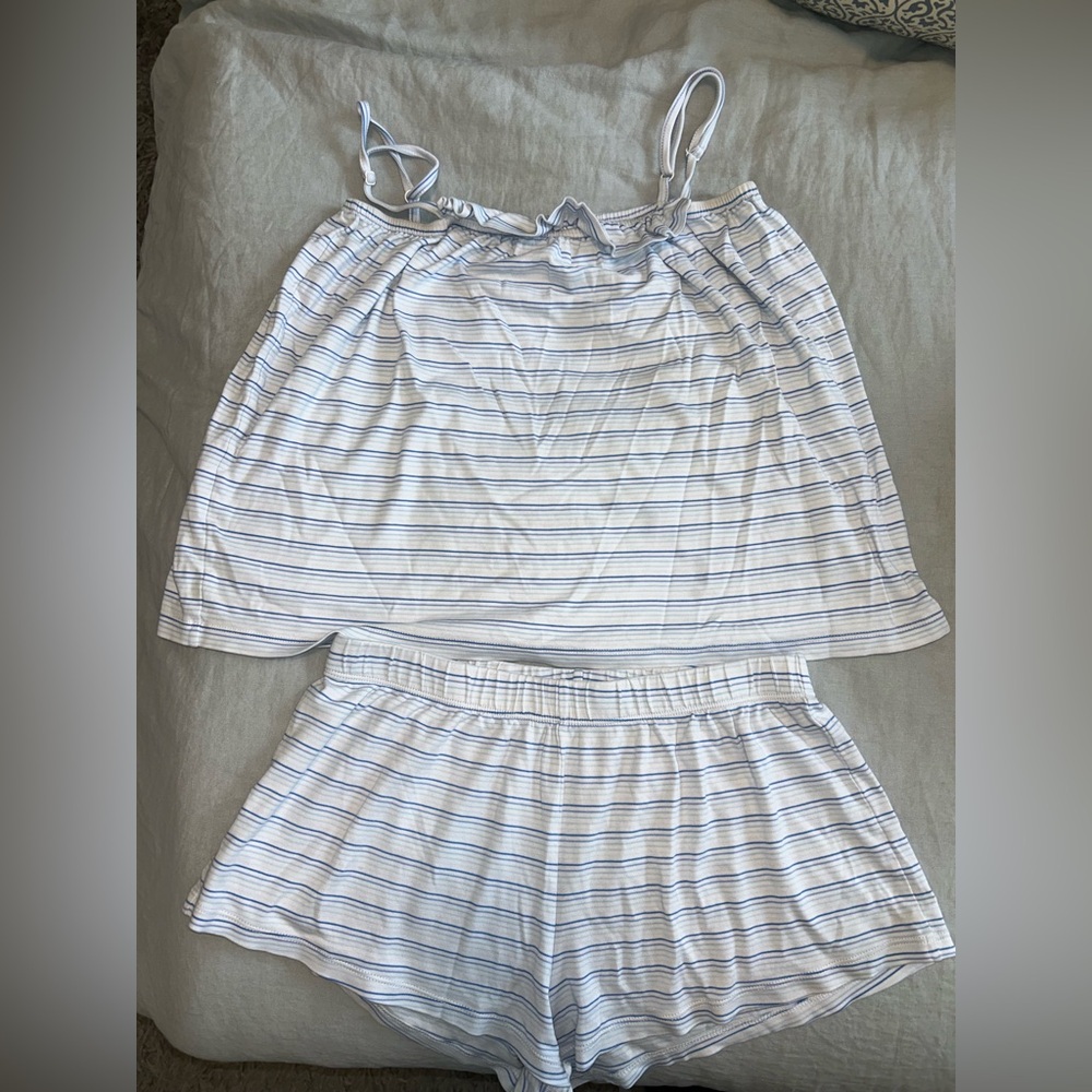 Lake Pajama Striped Blue and White Set